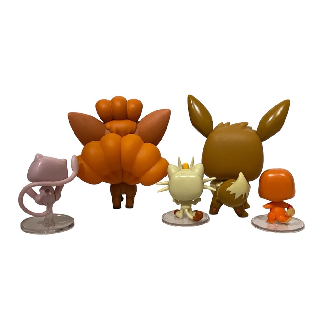 Funko Pop Pokémon Eevee, Vulpix, Mew, Meowth and Charmander Figures - Picture 2 of 2